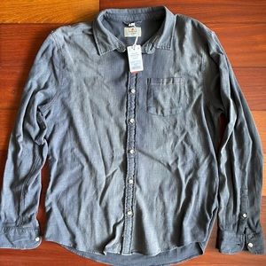 Marine Layer Long Sleeve Classic Stretch Selvage Shirt in India Ink